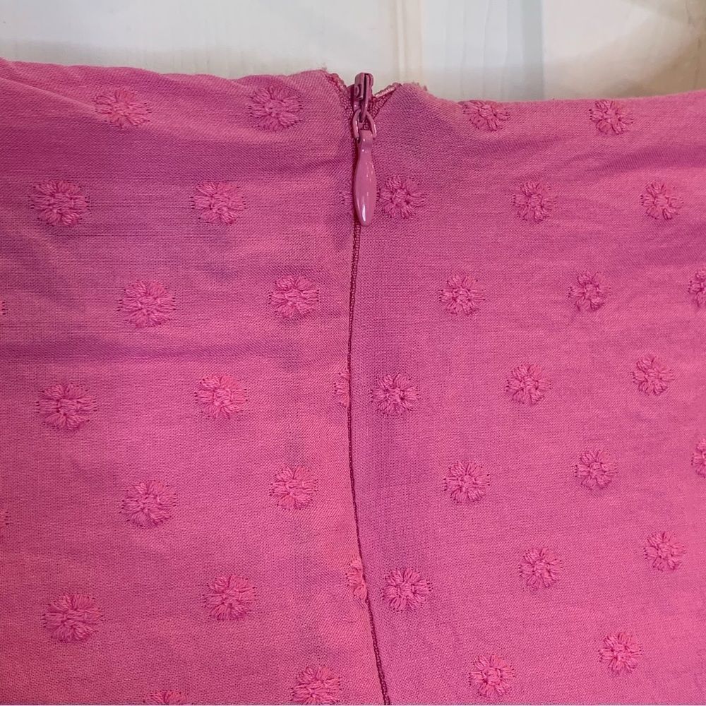 ModCloth Fabulous Fit and Flare Textured Fabric Shirt Pink Midi Dress Size 2 - Picture 8 of 13